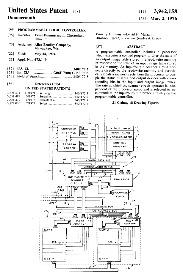 Allen Bradley PLC Patent 3942158