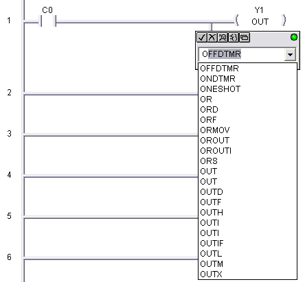 DirectSoft5 Instruction Entry Drop Down